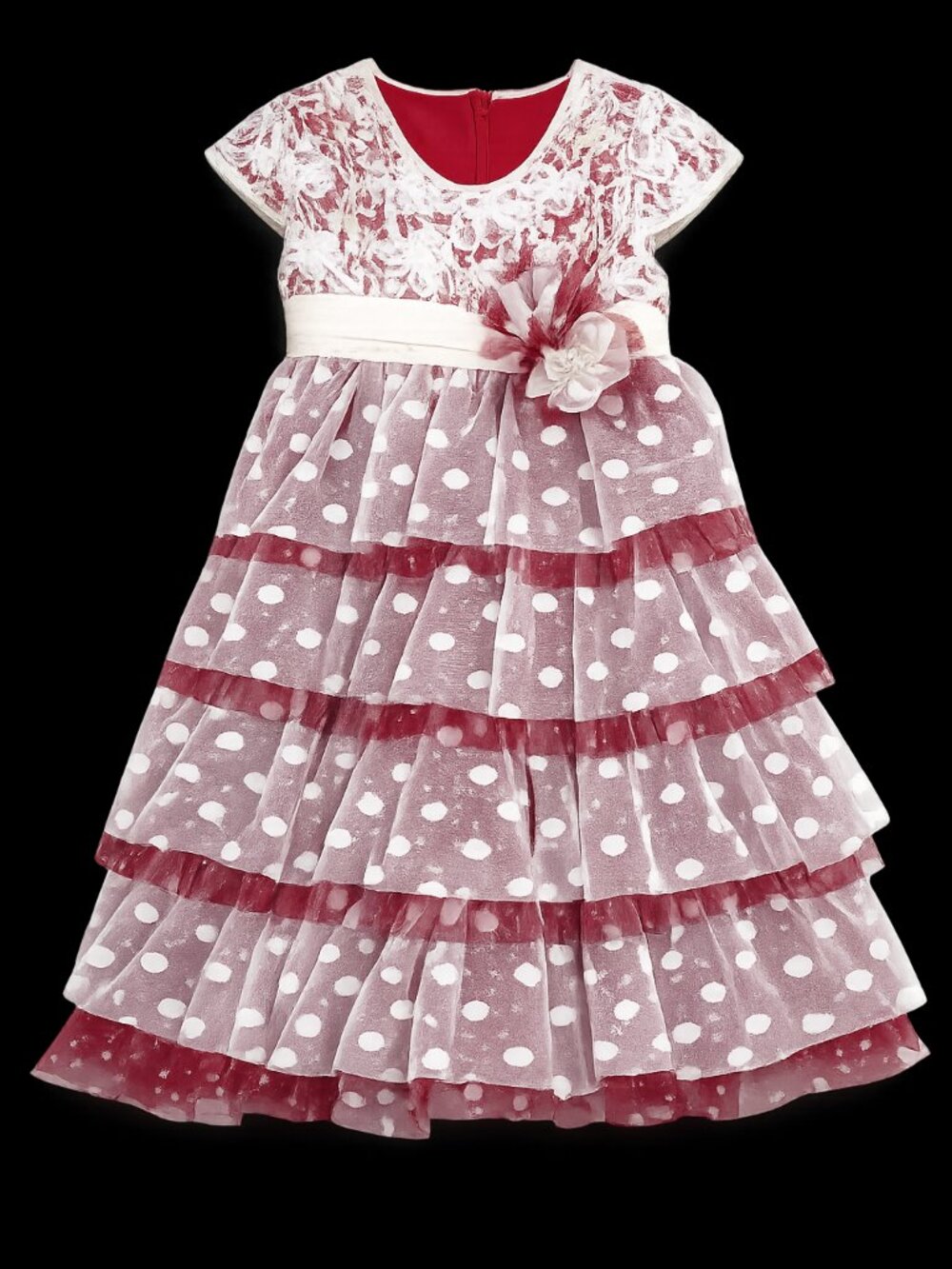 Isobella & Chloe Darling Toddler Dress Cherry‎ Red & Ivory Lace 2T NEW